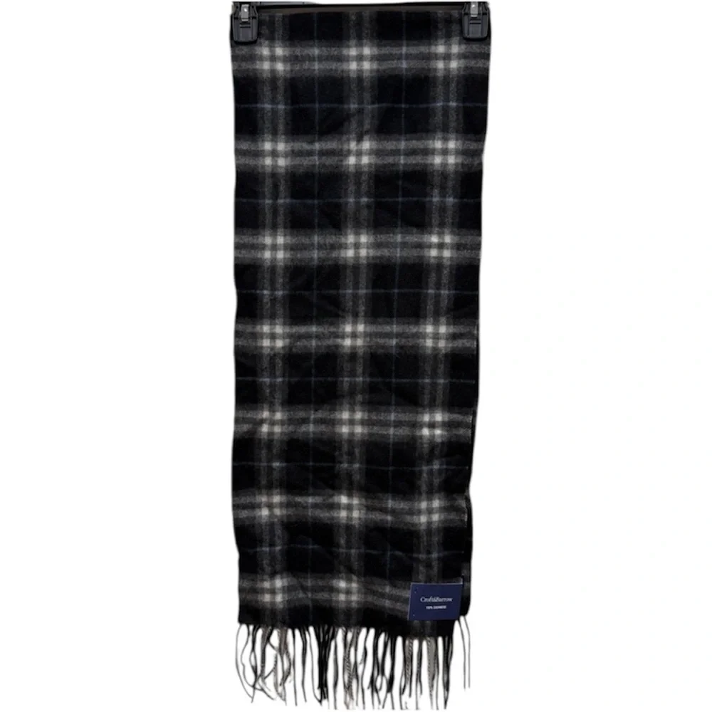 NWT Croft & Barrow 100% Cashmere Fringe Scarf Plaid 58” Classic Preppy Timeless